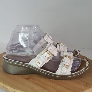 NAOT Karaoke Slip on White Leather Slide Sandals Women's Shoe Size EU 37